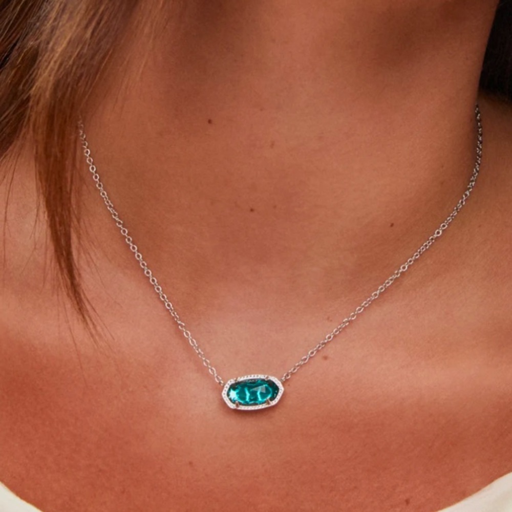 Elisa Silver Pendant Necklace in London Blue Glass